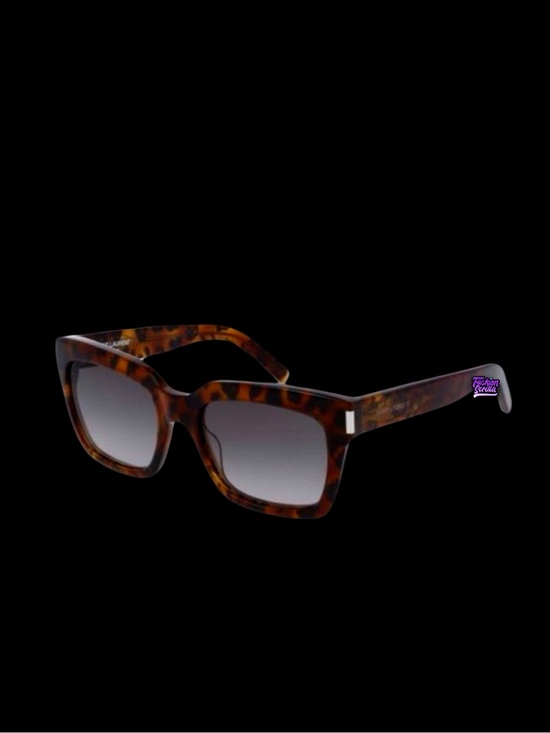 Saint Laurent Accessories - Yves Saint Laurent Black & Tortoise Leopard Print Sunglasses